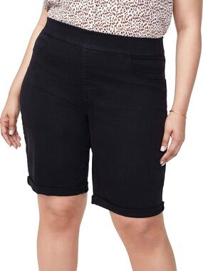 NYDJ Plus-Size Black Stretch Pull-On Shorts Roll Cuff Shorts Sz 26W